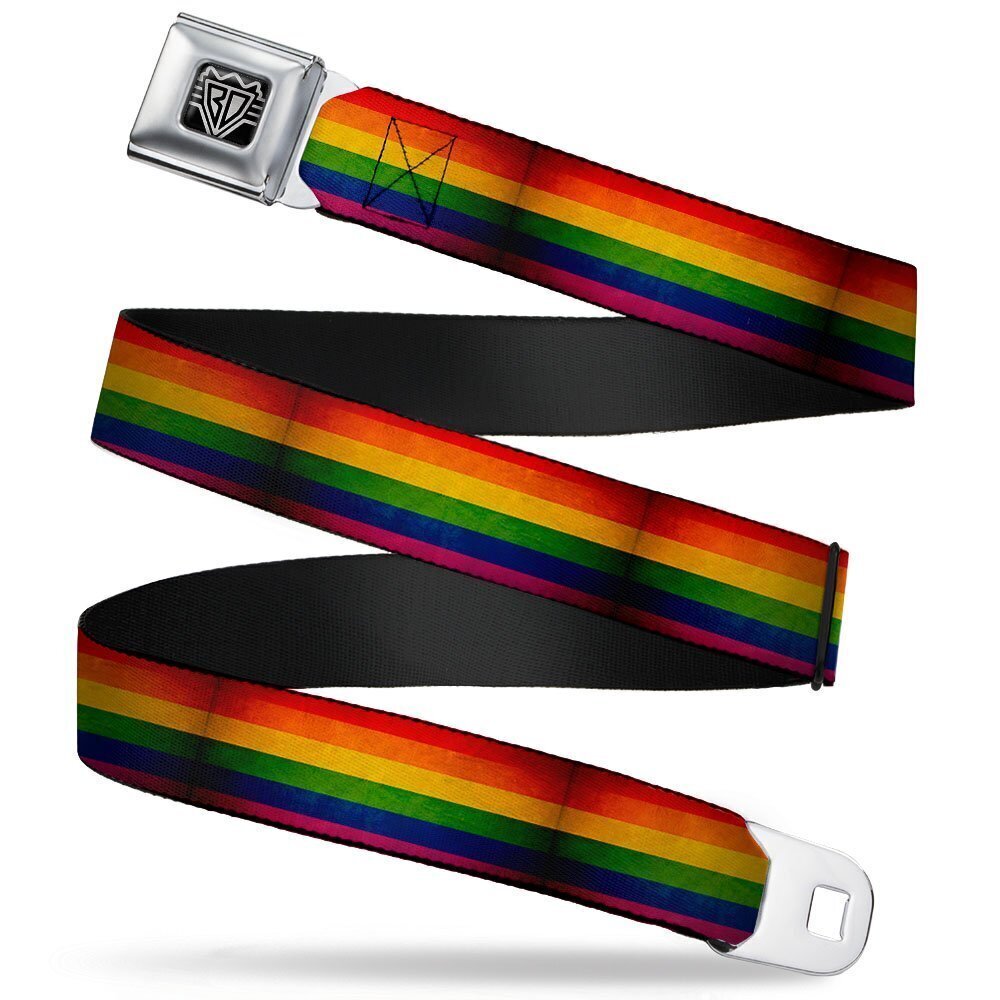 1427 Seatbelt Belt - Flag Pride Distressed Rainbow - 1.5" Wide - 32-52